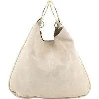 BRISE TASCHE Shopper Brise® – Italienischer Wildleder Shopper mit goldfarbenen Ringen (Taschen-Set, 2-teilig: Shopper + abnehmbare Wildleder-Clutch), Design aus echtem Wildleder mit goldfarbenen Metallringen