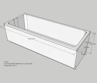Neuesbad Wannenträger für Bette Ocean Low-Line 170x70 Fußende re/Ül.vo. SW11441