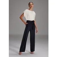 SWING Jumpsuit - Jumpsuit aus Material-Mix Oberteil aus Satin Qualität