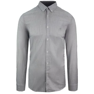 Lacoste Slim Fit Oxford Mens Grey gewebte Hemd