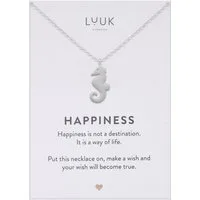 LUUK LIFESTYLE Kette mit Anhänger Seepferdchen, mit HAPPINESS Spruchkarte, persönliches Geschenk