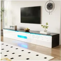Merax Lowboard (180 L x 35 B x 30 H, 1 St), Hochglanz TV-Schrank mit LED-Beleuchtung und klappbarem Stauraum