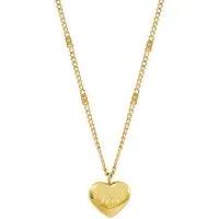 KARMA Herzkette Halskette Damen Gold Herzanhänger Edelstahl (Damenschmuck Geschenk, Love Gravur Damenkette), 41 cm + 5 cm Verlängerung