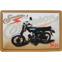 WOGEKA ART Metallbild Simson S51 - 20 x 30 cm Retro Blechschild DDR Moped, Metallschild Wanddeko Spruch Schild Wandbild Ostdeutschland Ossi