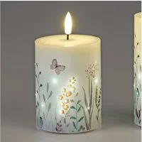 formano LED-Kerze Blumenwiese, mit Timerfunktion, Weiß, Blumenwiese, H: 10cm