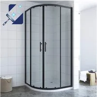 AQUABATOS Runddusche Viertelkreis Duschkabine Schwarz 80x80 90x90 Schiebetür Drehtür Glas, erhältlich in Silber matt/Schwarz matt/Chromoptik, Sicherheitsglas