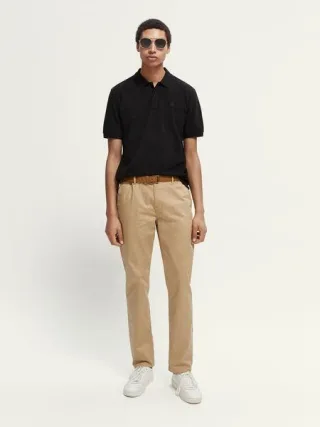 Scotch & Soda - Piqué-Poloshirt aus Bio-Baumwolle schwarz - Gr. - S