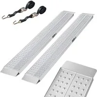 TRUTZHOLM Auffahrrampe Alu 200 x 28 cm 540 kg gelocht starr Verladerampen Motorradrampen (2er Set, 2-St., Inkl. 2x Spanngurt), Hohe Traglast, robuste Konstruktion, perforierte Lauffläche