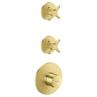hansgrohe AXOR One Thermostatmodul 48712950 Unterputz, 2 Verbraucher, mit Kreuzgriff, brushed brass