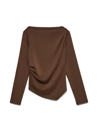 VERO MODA - VMMILLE LS BOATNECK SHORT TOP JRS NOOS Cocoa Brown - Gr. - M
