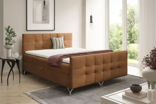 Boxspringbett Schlafzimmerbett PERLA PREMIUM 160x220cm Stoff Coral Braun