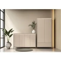 Compleo Garderoben-Set Kleiderschrank und Kommode, Elegant Design, mit geriffelter Front