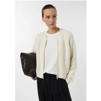 comma Funktionsjacke Strickjacke Bouclé-Strickblouson aus Baumwollmix mit Raglanärmeln
