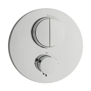 Herzbach Deep Push round Fertigmontageset 11.803050.1.01 Unterputz-Thermostat, für 2 Verbraucher, chrom