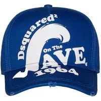 Dsquared2 Baseball Cap Dsquared2 On the Wawe Logo Distressed Baseballkappe Surf-welle-print für einen einzigartigen Akzent