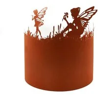 UNUS GARDEN Rasenkante Beeteinfassung Metall Rostoptik Feenmotiv Ø 28 cm Garten, 1er Set - erweiterbar, Mähkante, Beetumrandung, Rasenkante 78 x 20 cm, robust