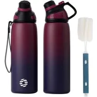 LuxusKollektion Trinkflasche Trinkflasche Edelstahl 1L Thermo Auslaufsicher Rot&lila 800 ml