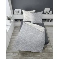 Dormisette Bettwäsche biber Bettbezug 135x200 80x80 warm weihnachten geometrisch Grafisch, Biber, 2 teilig, Frühling Sommer Geschenke 135x200 baumwoll biber weiß grau geometrisch