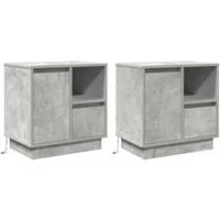 vidaXL Nachttisch Nachttisch 2 stk. Beton Grau 50 x 34,5 x 50 cm Holzwerkstoff (2-St)