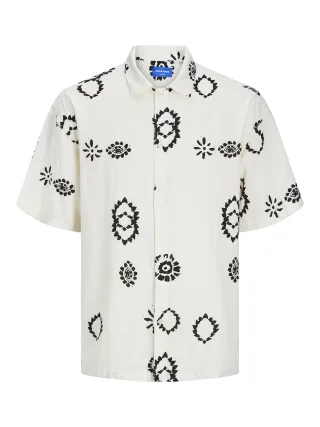 JACK&JONES - JORNOTO LINEN AOP SHIRT SS LN buttercream - Gr. - M