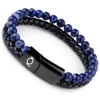 UNIQAL.de Lederarmband Lederarmband Herren "PASSION" Perlenarmband Naturstein Geflochten (Edelstahl, Echtleder, Casual Style, Handgefertigt), Designed in Germany