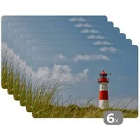 MuchoWow Platzset Meer - Leuchtturm - Deutschland, (6-St), Platzsets, Tischset, Abwaschbar, Tischsets, Platzdeckchen