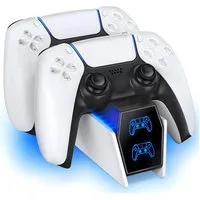 TUWENA PS5 Controller Ladestation, inklusive 2 Kabeln, LED-Ladestatusanzeige PlayStation 5-Controller (für Playstation 5 Schnellladung)