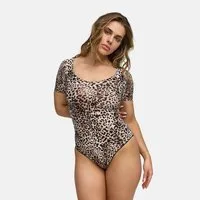 cfab Shaping-Body T-Shirt Bodysuit Sculpting Shapewear mit Slip-Leopard-XS (1-tlg)