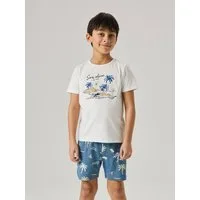 Name It Schlafanzug NKMNIGHTSET SS BLUEFIN PALM NOOS (Set) Baumwollmischung