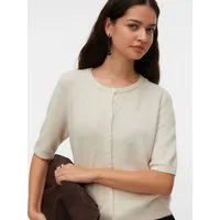 Vero Moda Strickjacke VMDOFFY 2/4 O-NECK BUTTON CARDIGAN NOOS Materialmix, regular fit