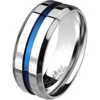 Taffstyle Fingerring Schöner Zwei Ton Ring Silbern poliert mit blauen Inlay Größe 65 (20.7) (Schmuck zum Geburtstag Weihnachten Valentinstag Vatertag), Edelstahl Herrenring Bandring Biker Geschenke für Männer Herren