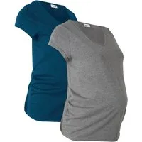 bonprix Umstandsshirt (Packung, 2-tlg) figurumspielende Passform, kurze Ärmel, mit seitlichen Raffungen