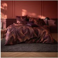 Estella Bettwäsche Estella Mako-Satin Bettwäsche 155x220 Lino vino weinrot orange 7993-40, Mako-Satin, 2 teilig, für Sommer und Winter