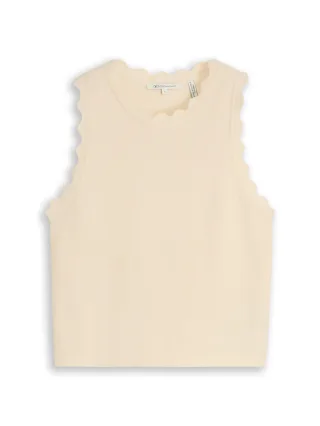 TOM TAILOR Denim - Ärmelloses Stricktop mit Wellenkante weiß - Gr. - M