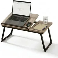 relaxdays Laptoptisch Höhenverstellbarer Laptoptisch, Holzoptik-Schwarz