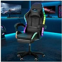 oyajia Gaming-Stuhl Gaming Chair LED, RGB Computerstuhl mit Fußstütze und Lendenkissen, Racing Gamer Stuhl Ergonomisch,mit Verstellbare Kopfstütze,Bürostuhl