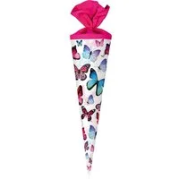 Nestler Schultüte Schmetterling 2016, 70 cm, rund, mit pinkem Filzverschluss