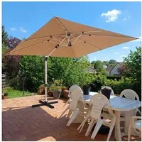 HOMALL Sonnenschirm 300x400 cm Ampelschirm mit Ständer, 360 Grad drehbar, UV-Schutz 50+, 300*400CM, φ330CM, 270*270CM, Gewicht 18-28KG, faltbar, geeignet für Garten, Terrasse, Schwimmbad