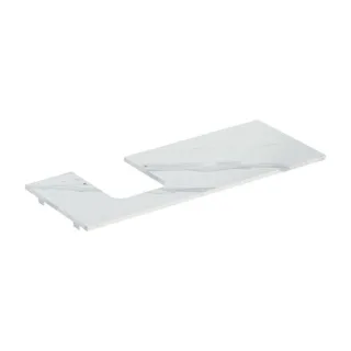 Geberit One Waschtisch-Platte 505125001 120x2x47cm, Ausschnitt links, Steinzeug, Marmoroptik weiß/matt