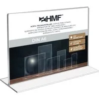 HMF Bilderrahmen Acryl Tischaufsteller DIN A6, Doppelseitiger, für 1 Bilder (1 St), T-Ständer Aufsteller, Querformat, Glasklar