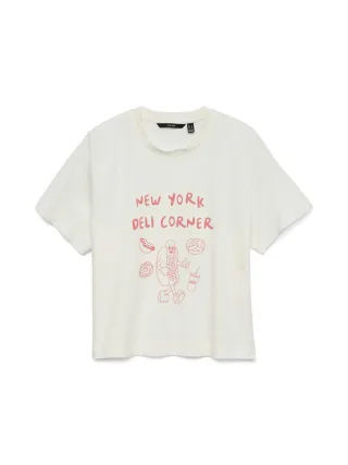 VERO MODA - VMMIRANDA METTE SS TOP BOX JRS GA Snow White - Gr. - XS