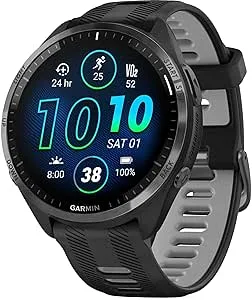 Garmin Forerunner 965 [inkl. Silikonarmband Schwartz/grau ] 47mm Kunststoffgehäuse schwarz