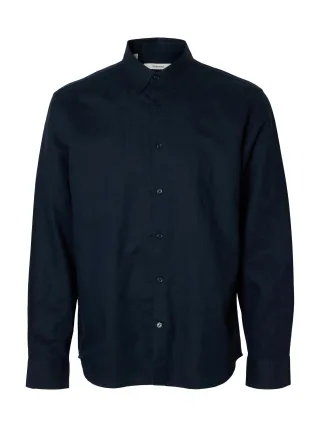 SELECTED MEN - SLMREGCLAUS CLAY LINENBLEND LS SHT NOOS Sky Captain - Gr. - L
