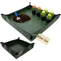 GarPet Pflanztisch 2er Set Pflanzen Umtopfmatte Wasserdicht Pflanzunterlage Faltbar 70x70