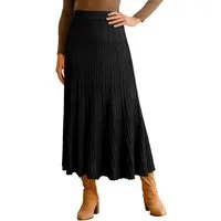 Arach&Cloz Strickrock Midi-Strickrock aus Wollmischung Weich fließend mit breitem Gummibund & dezenten Falten