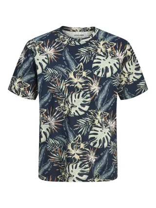 JACK&JONES - JJHONOLULU AOP TEE SS CREW NECK JNR Navy Blazer - Gr. - 140