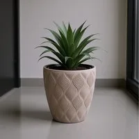 KAGM Pflanzkübel Blumenkübel Blumentopf dekorativ Ø 28,5 cm Grau-/Beige (1 St., inkl. Pflanzeinsatz)