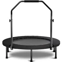 BBWL Fitnesstrampolin 101cm mit Griff höhenverstellbar Stahlrahmen Indoor Rebounder stabil, Ø 101 cm, Fitness Trampolin klappbar für Home Workout