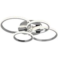 Reality Leuchten LED Deckenleuchte CIRES, LED Deckenlampe mit 4 schwenkbaren LED-Ringen, kaltweiß 4000K, Dimmfunktion, LED fest integriert, Kaltweiß, 3400 Lumen 27W, in 3 Stufen dimmbar mit Acryl Kristallen verzierte LED