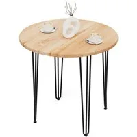 LAMO Manufaktur Esstisch Tisch rund 80 cm Stärke: 28mm, Farbe: Natur, Beine: Schwarz (1 Tisch), Holztisch rund, Esstisch für 2 Personen Runder Tisch für Küche
